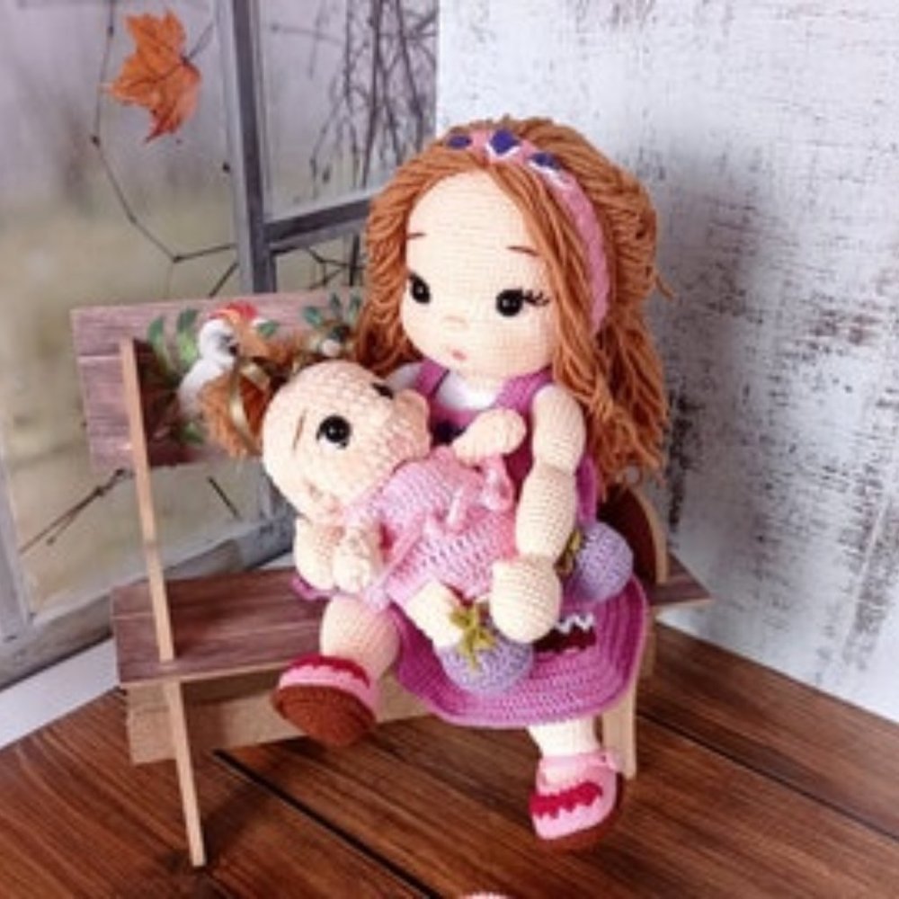 Crochet doll with Baby. Amigurumi doll with Bady.